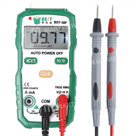 BST-58F Portable 9999 Auto Ranging True - RMS Multimeter with Digital Display