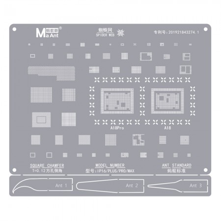 MaAnt CPU Comprehensive BGA Reballing Stencil for iPhone 16 / 16 Plus / 16 Pro / 16Pro Max