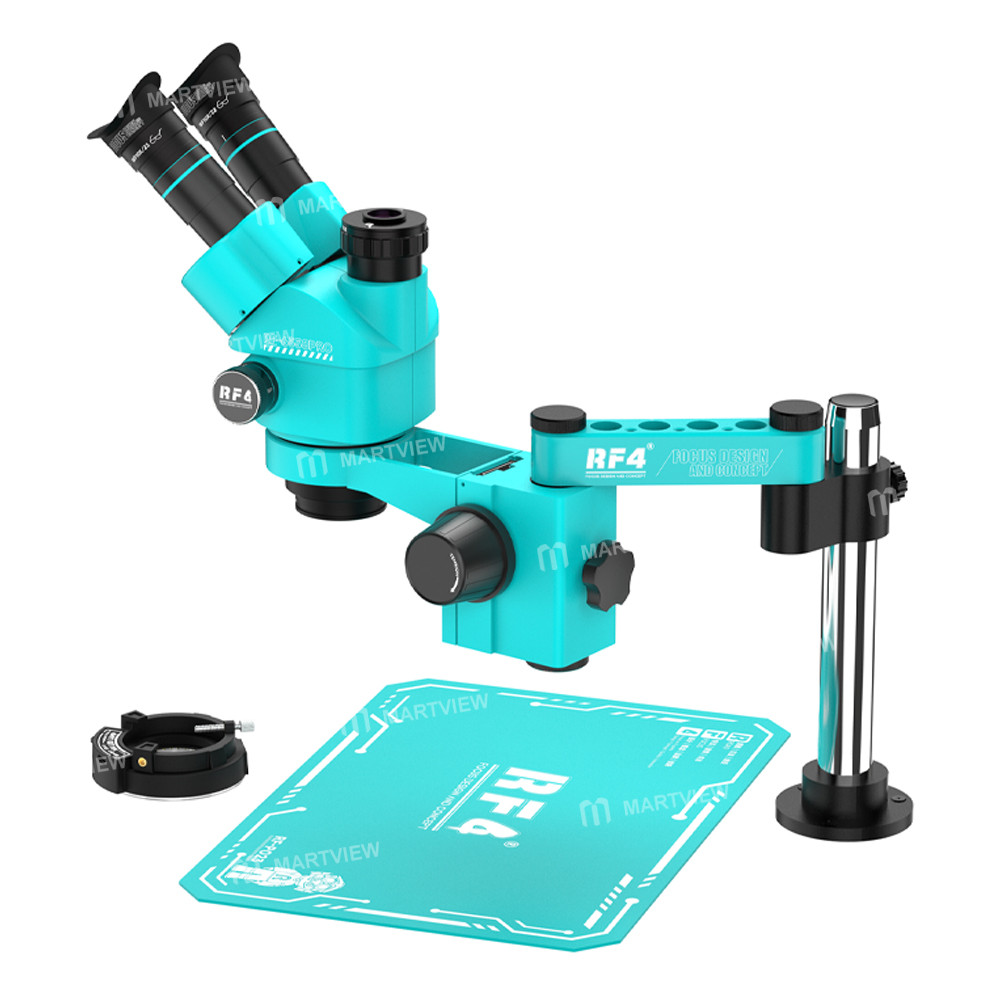 rf4 rf-6558pro-fo18-po23-65-58x-trinocular-stereo-microscope-with-fo18-swing-arm-stand-po23-silicone