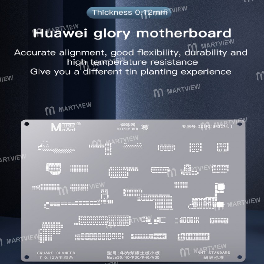 MaAnt Spider Web Stencil Net Square Chamfer Mainboard Small Board IC Net for Huawei Mate 30 / 40 / P