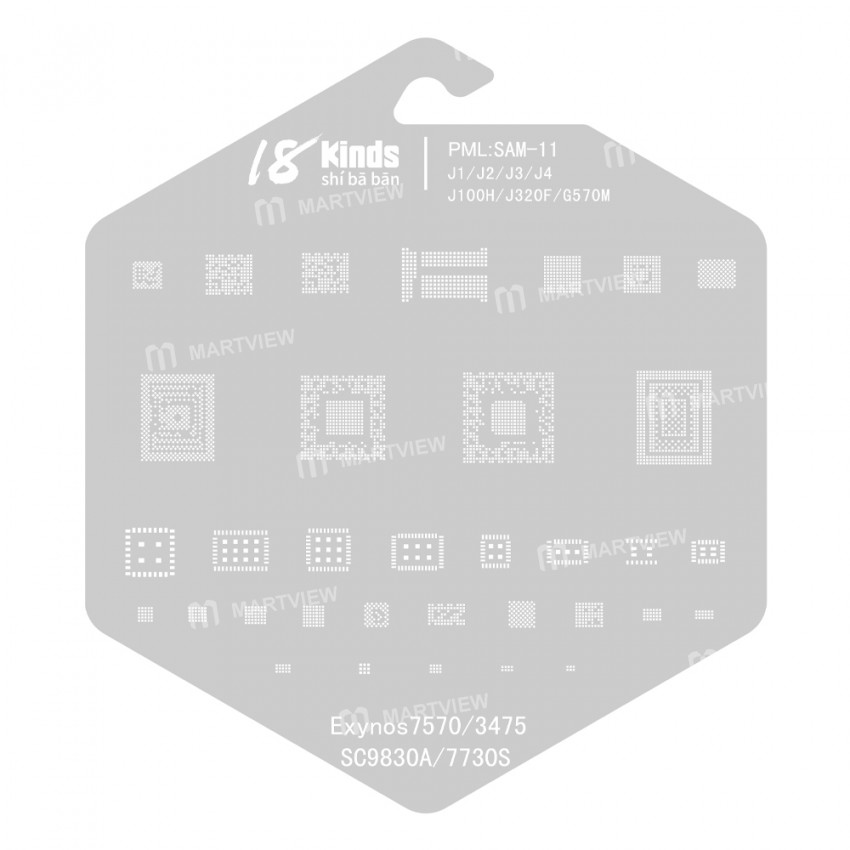 18 Kinds CPU BGA IC Reballing Stencil Kits for Samsung Phones