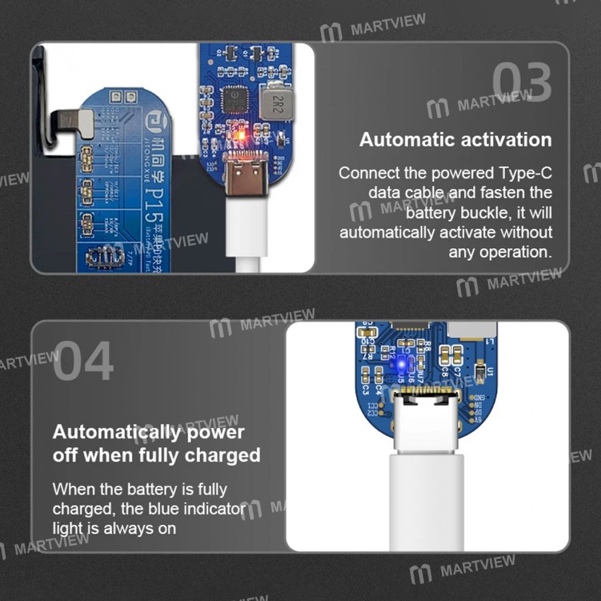 jtx p15-disassembly-free-battery-charging-activation-board-with-pd-charging-for-iphone-6-to-15pro-ma