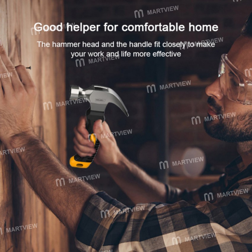 Deli 8OZ Multifunction TPR Handle Shockproof Stainless Steel Mini Claw Hammer