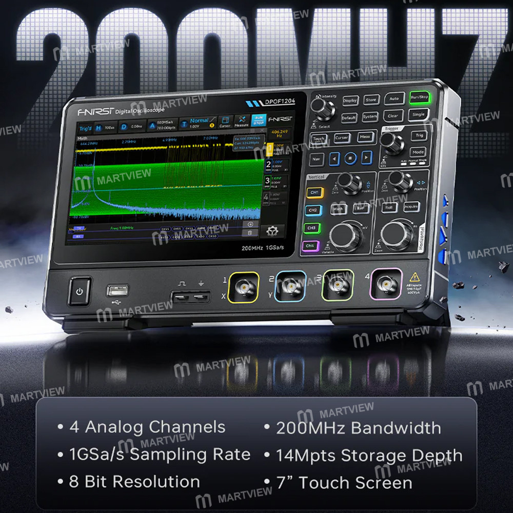 fnirsi dpof1204-200mhz-1gsa-s-4-channel-high-refresh-rate-desktop-digital-fluorescence-oscilloscope-