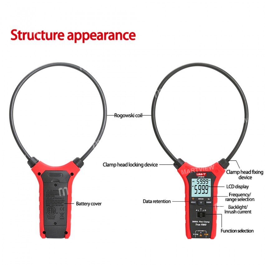 UNI-T UT281E Professional Digital Flexible Clamp Meter with Digital Display