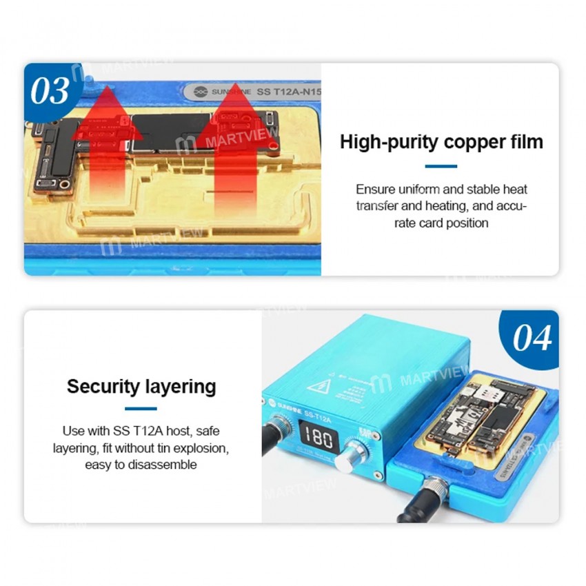 sunshine t12a-n15-4-in-1-motherboard-heating-platform-module-for-iphone-15-series-8
