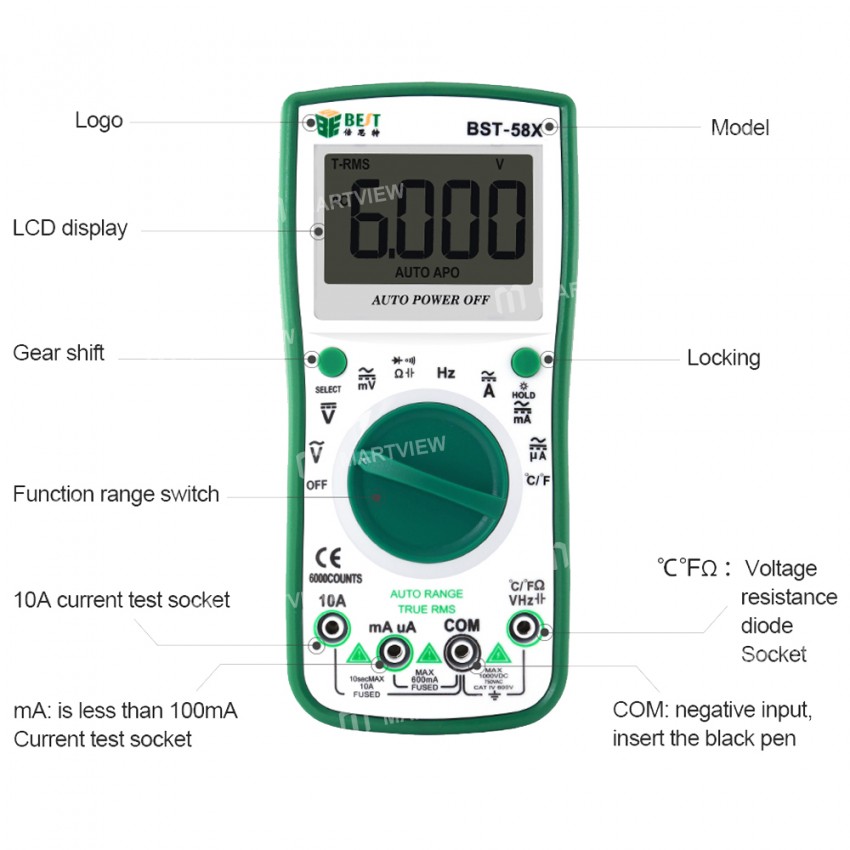 BEST BST-58X 6000 Count Multifunction Auto Range Digital Multimeter
