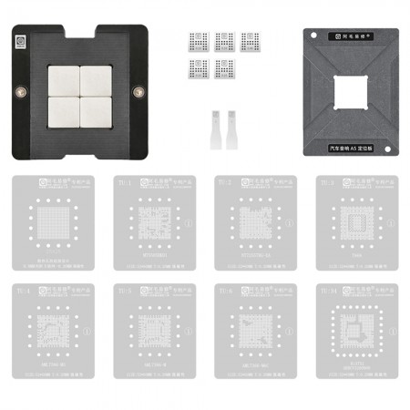 Amaoe Liquid Crystal Display Master Control 21x21mm CPU1 MT5505BKDI / NT72557BG-EA / T868 / AML7336-M3 / AML7366-M / AML7366-M6C / Hi3751ARBCV3200N00 Tin Planting Reballing Stencil Net with Fixture Plate Holder