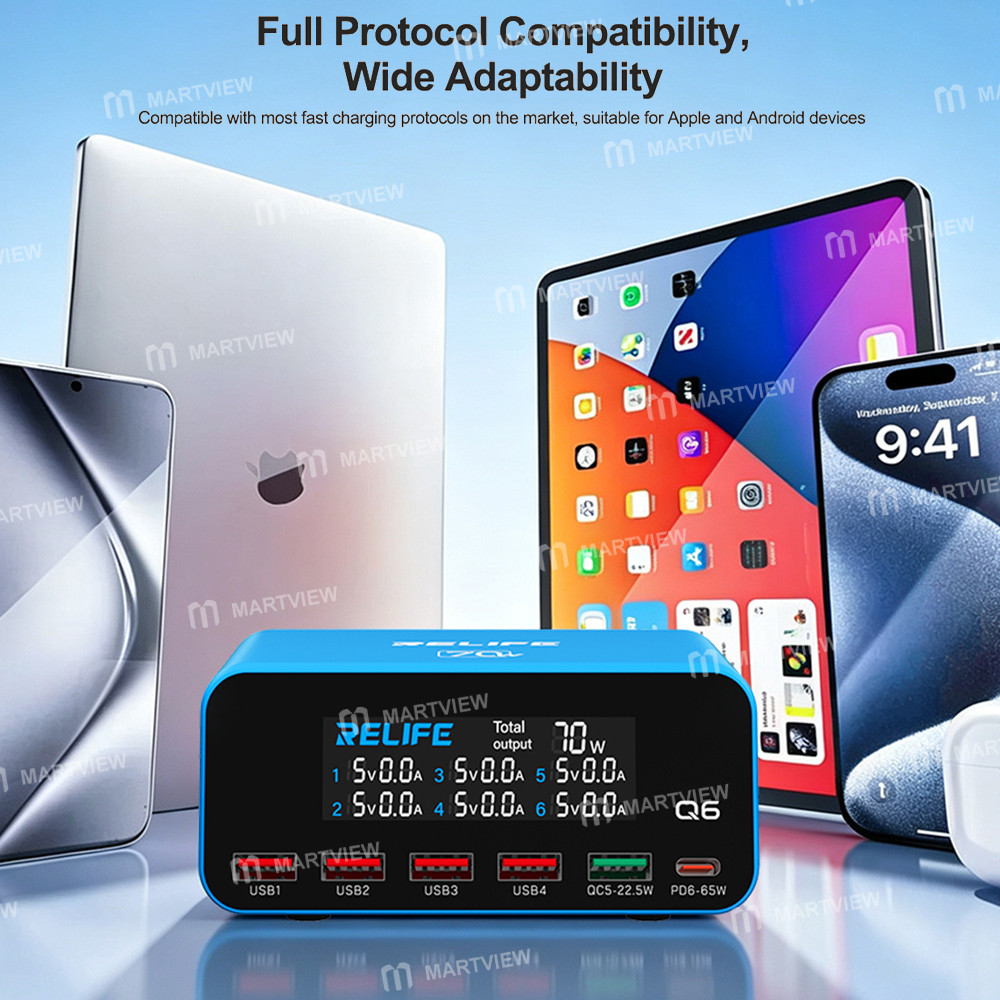 relife q6-70w-intelligent-multi-port-digital-display-charger-up-to-65w-single-port-output-11