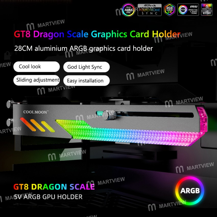 Coolmoon GT8 5V ARGB Multi-interface Synchronous Horizontal Graphics Card Bracket