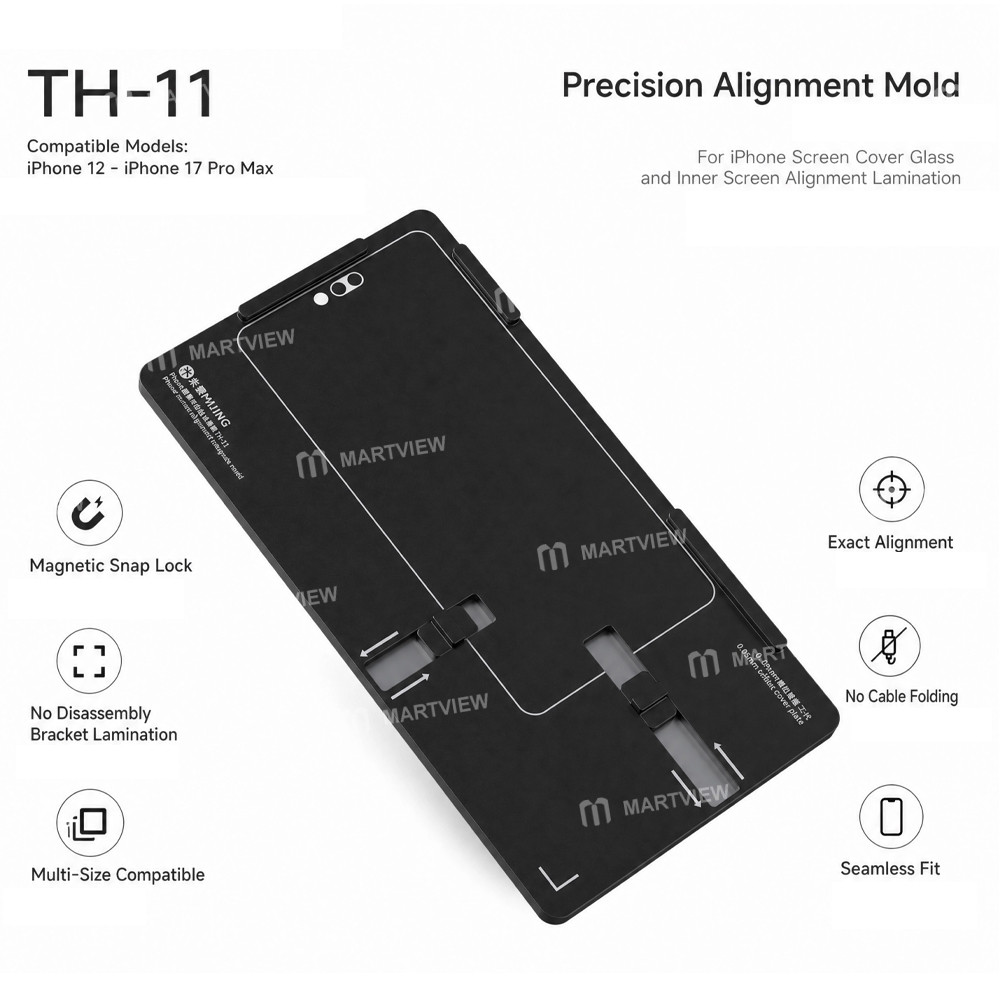 mijing th-11-universal-phone-screen-alignment-integrated-mold-for-iphone-12-to-17pro-max-12