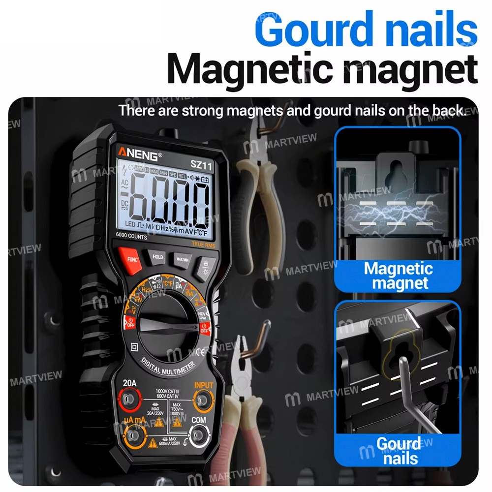 aneng sz11-magnetic-wall-mounted-high-precision-intelligent-multimeter-with-capacitance-measurement-