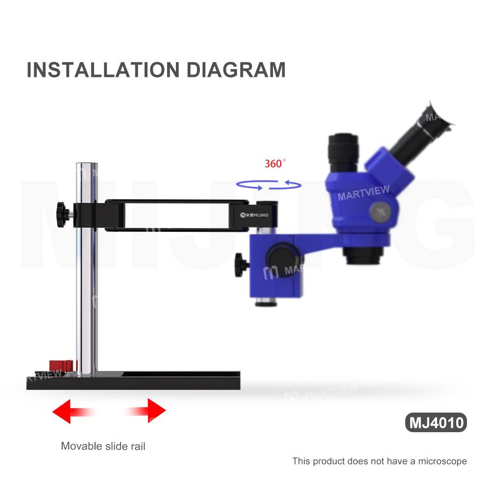 mijing mj4010-32mm-360-universal-metal-swing-arm-liftable-fixed-stand-with-slide-rails-3