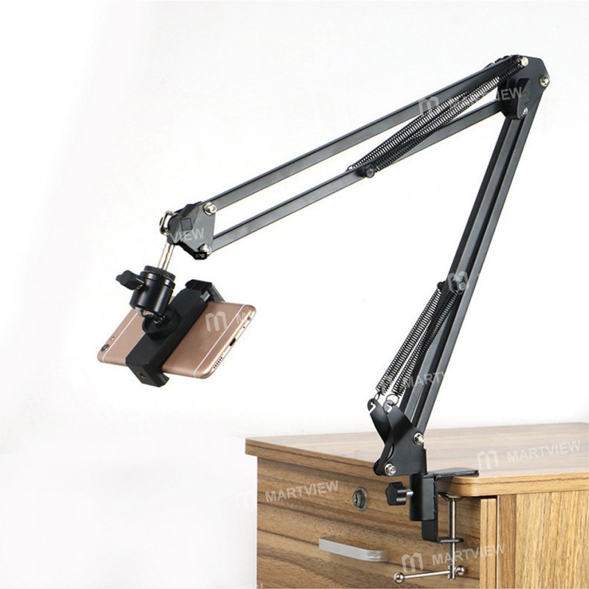 telescopic folding-desktop-cantilever-cell-phone-live-streaming-stand-with-10-inch-led-fill-light-9