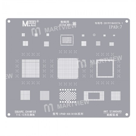 MaAnt iPad:7 0.12mm Square Chamfer BGA Reballing Stencil for iPad-A9 / A10X Series