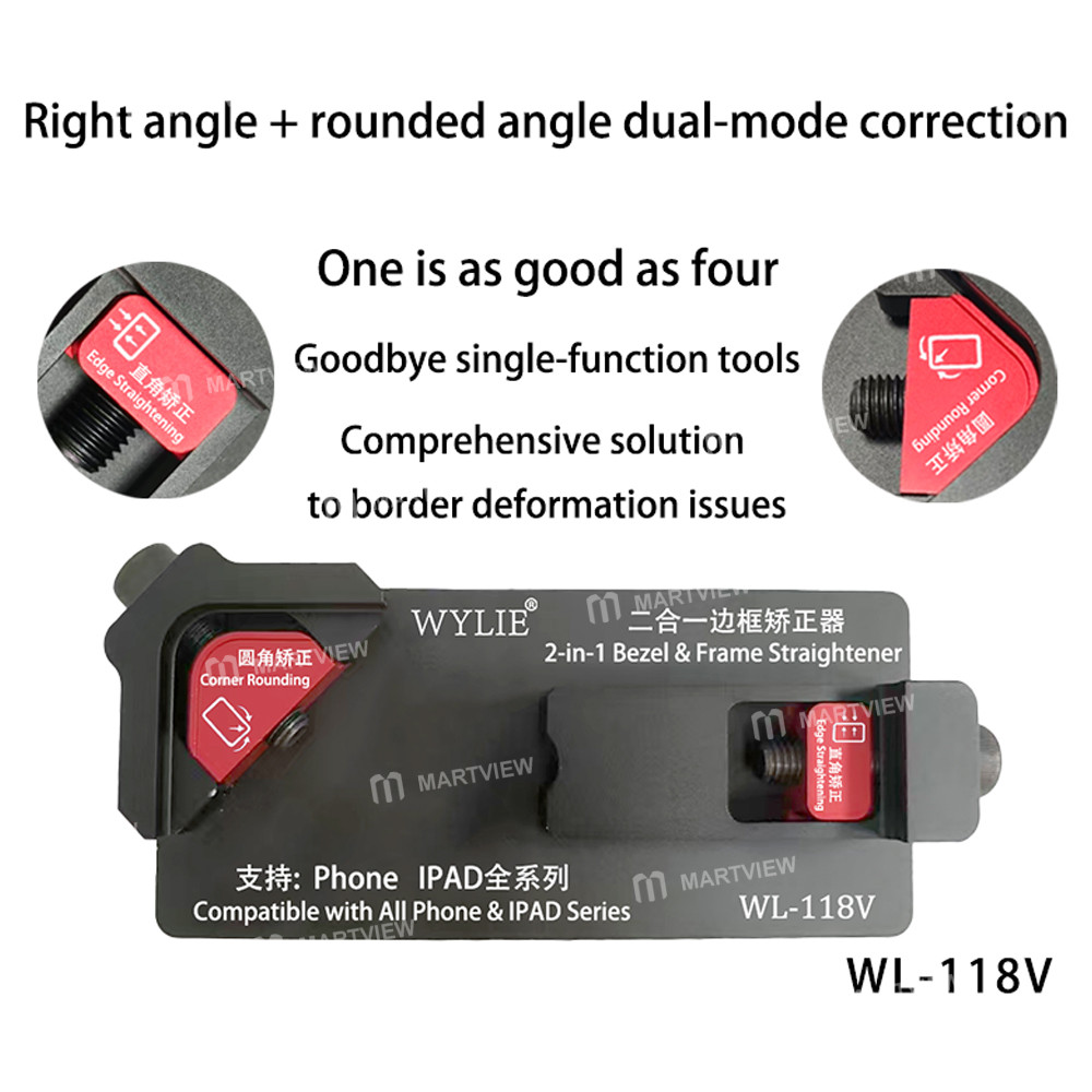 wylie wl-118v-2-in-1-bezel-frame-straightener-for-iphone-ipad-right-angle-rounded-corner-correction-
