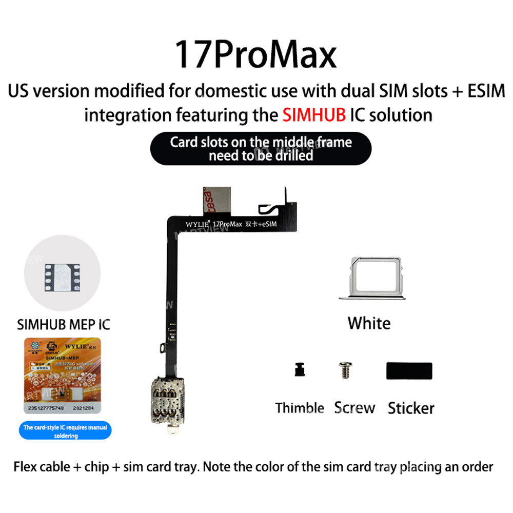 wylie dual-sim-esim-integrated-super-snow-ic-solution-for-converting-iphone-17pm-us-version-to-the-c