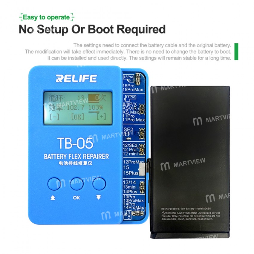 relife tb-05-v90-battery-repair-instrument-for-iphone-8-to-15pro-max-battery-data-cycles-recovery-9