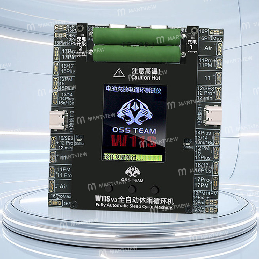 oss w11s-v3-dual-channel-automatic-battery-cycle-tester-for-iphone-11-to-17pro-max-2