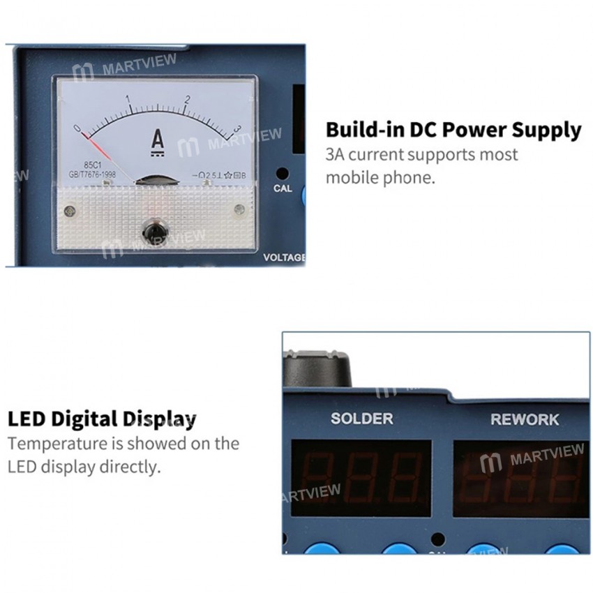 Kaisi K-863D 3-in-1 SMD Hot Air Soldering Rework Station with 3A DC Power Supply