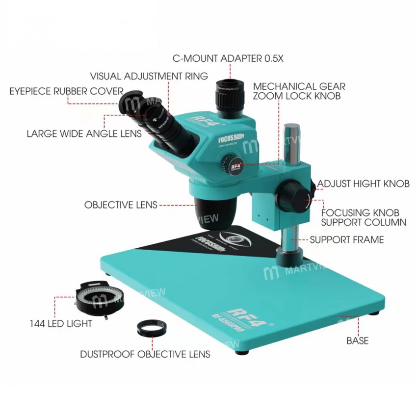 rf4 rf6565pro-65-65x-synchronous-zoom-trinocular-stereo-microscope-with-aluminum-alloy-base-4