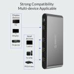 Orico HS3-A1 Aluminum Alloy Infrared Remote Control HDMI Switcher DP(M) to DVI (F) HD Video Adapter