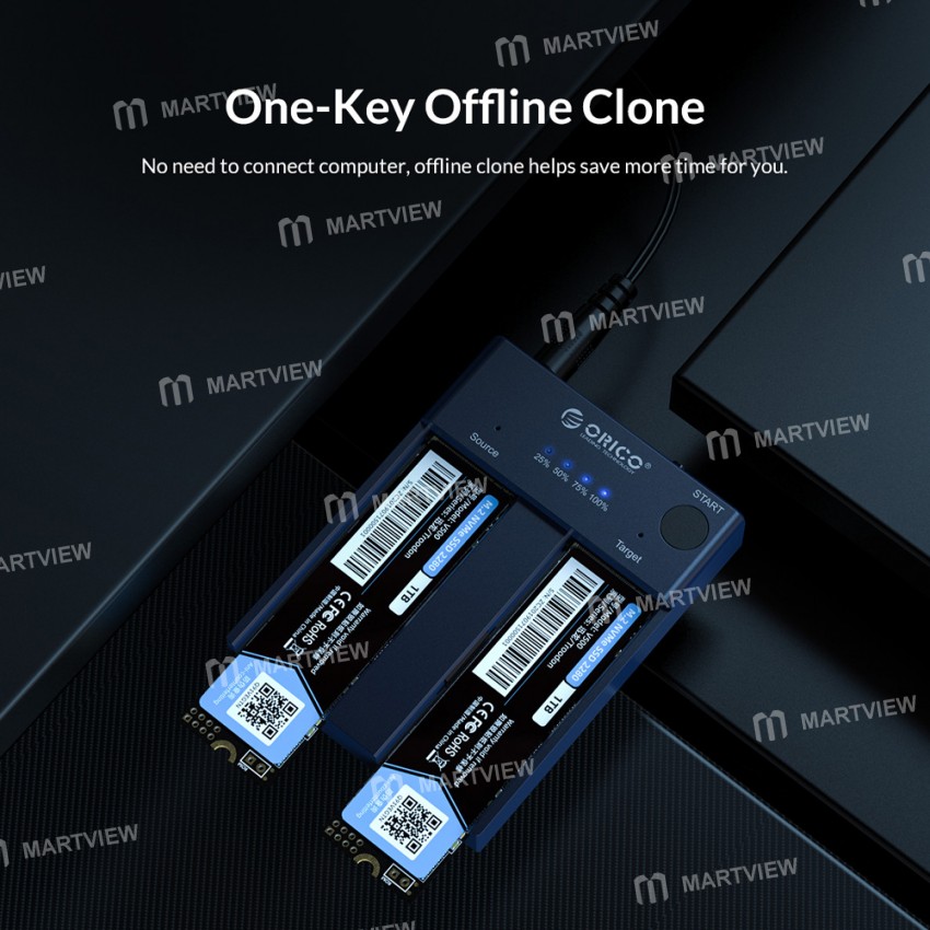 Orico M2P2-C3-C Dual Bay M.2 NVMe SSD Multi-disk Copy Docking Station