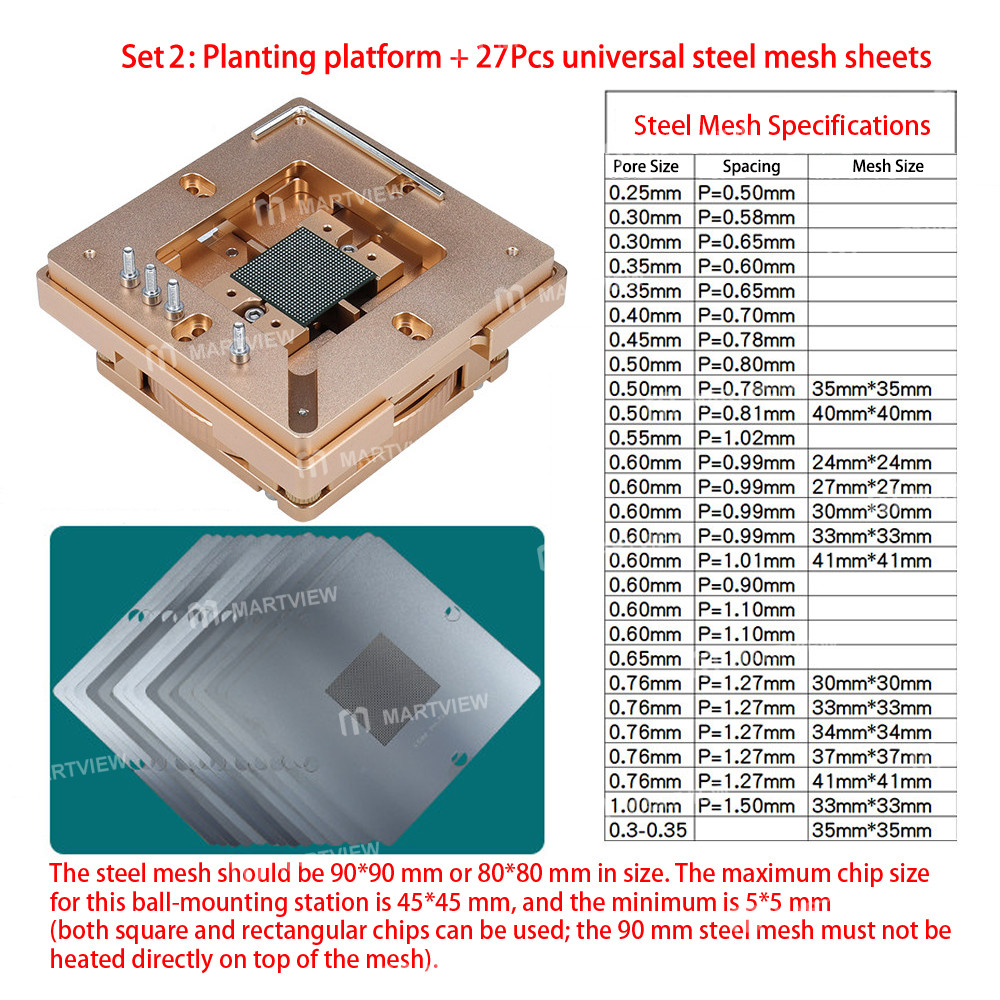 80mm 90mm-universal-bga-reballing-tin-plating-platform-with-universal-cpu-ddr-stencils-3