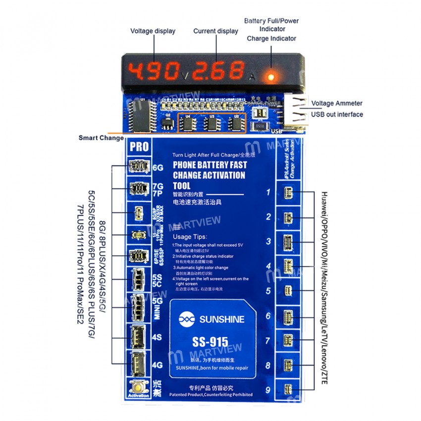 Sunshine SS-915 Fast Charging Smartphone Battery Activation Board with LED Display
