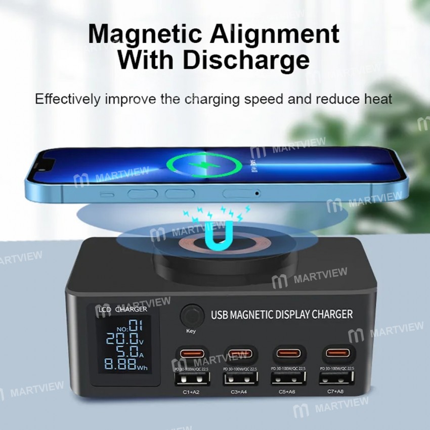 wlx 818dp-140w-8-port-pdqc30-multi-device-desktop-charger-with-wireless-charging-5