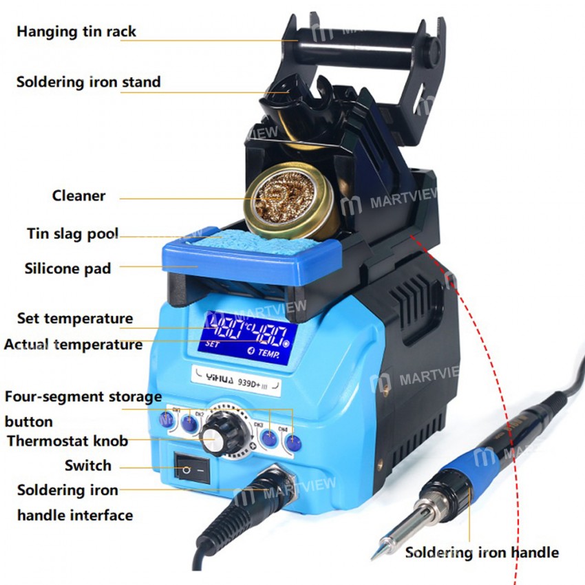 Yihua 939D+ III LED Digital Display Lead-free Anti-static Temperature Adjustment Soldering Station