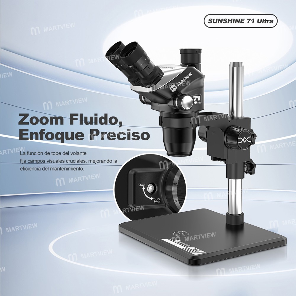 sunshine 71-ultra-b11-65-55x-continuous-fixed-zoom-conversion-trinocular-microscope-with-big-base-7