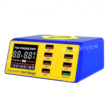 Mechanic iCharge 8 Pro 8-Port QC 3.0 Wireless Intelligent Fast Charging Station with LCD Display