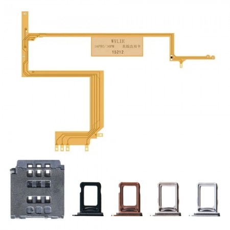 Wylie Change to Dual SIM Card Flex Cable Plus E-SIM Function for iPhone 16 Pro / 16 Pro Max US Version