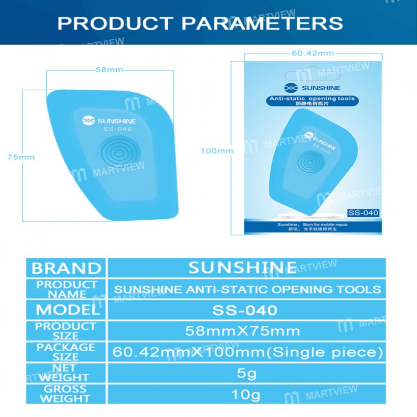 Sunshine SS-040 Anti-Static Opening Tool ESD Safe Pry Card LCD Screen Battery Bottle Opener Disassem