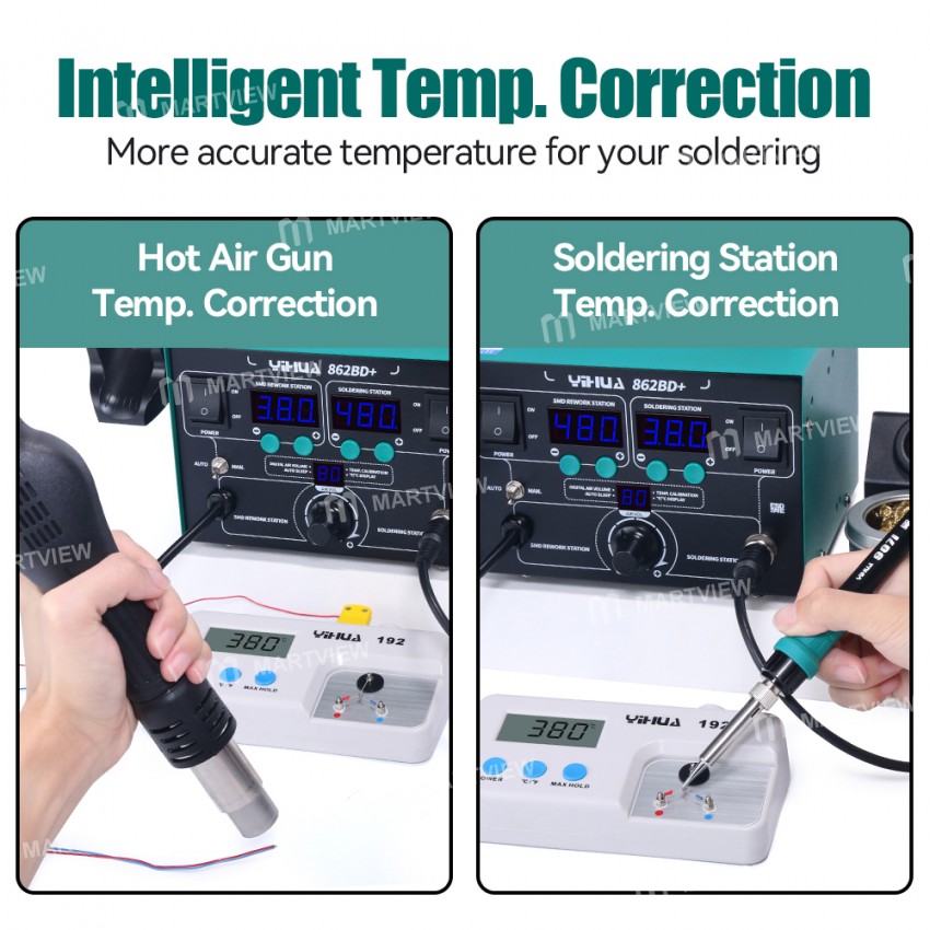Yihua 862BD+ High Power Digital Display Hot Air Gun Soldering Station for Phone PCB Repair