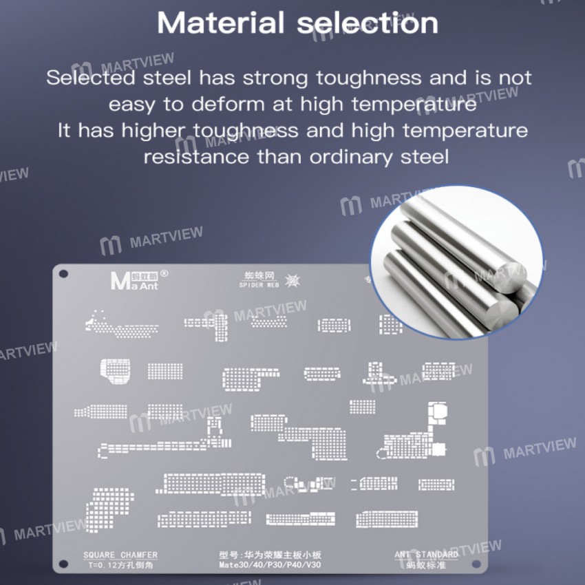 MaAnt Spider Web Stencil Net Square Chamfer Mainboard Small Board IC Net for Huawei Mate 30 / 40 / P