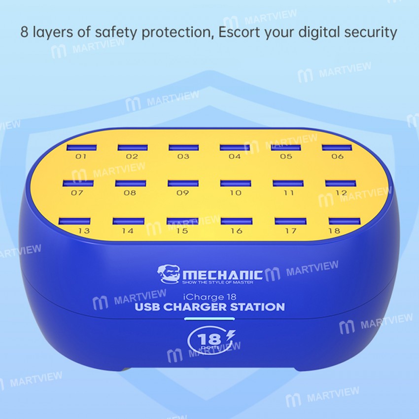 Mechanic iCharger 18 Multiport USB Desktop Fast Charger Station for iPhone/Android Phone