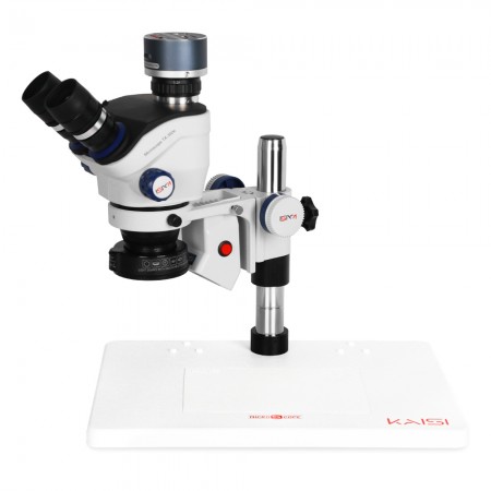 Kaisi TX-350E Ver1.3 7X-50X Zoom Trinocular Stereo Microscope with Big Base & 4K Camera
