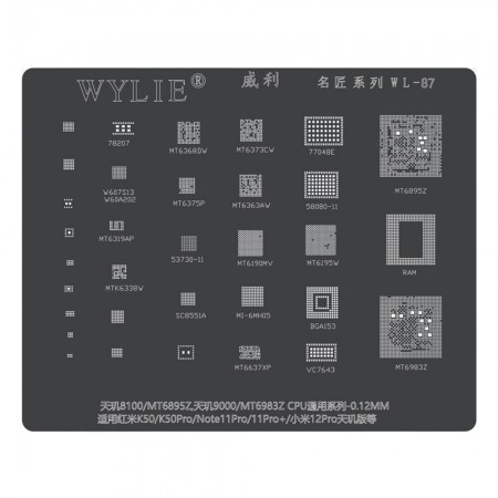 Wylie WL-87 CPU BGA Reballing Stencil for MTK MT6895Z / MT6983Z Dimensity 8100 / 9000