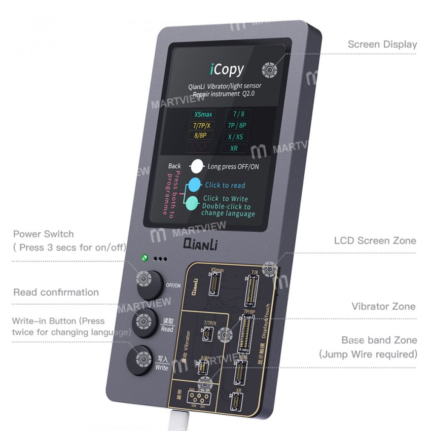 QianLi iCopy 2.1 Plus LCD Screen Light Sensor with Battery Testing Recovery Restore Data Read Write
