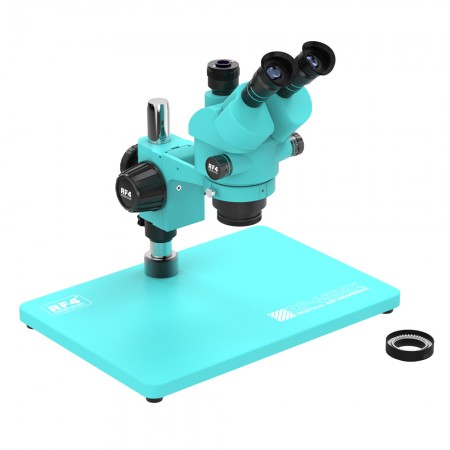 RF4 RF-6558X 6.5-58X Synchronous Zoom Trinocular Stereo Microscope with Aluminum Alloy Big Base