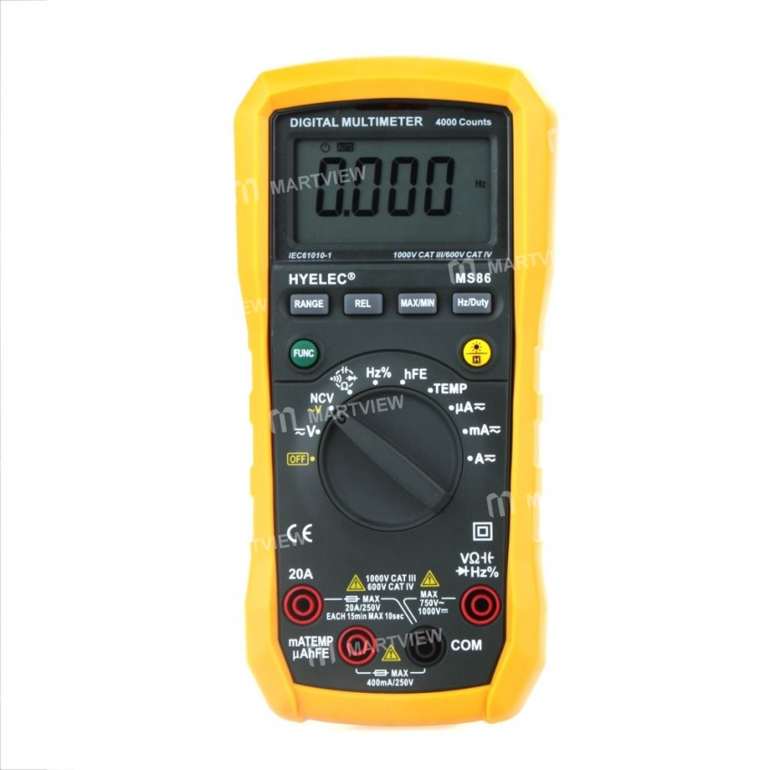 HYELEC MS86 Multifunction Digital Multimeter / Auto and Manual Range / Temperature Test / Relative