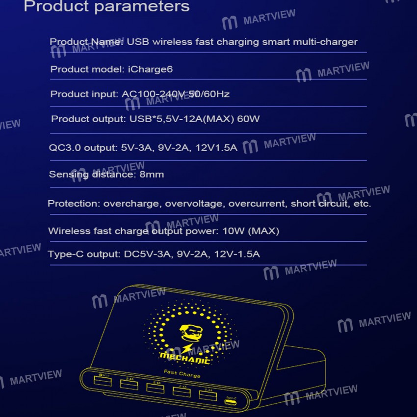 Mechanic iCharge 6 USB 6Port Universal Smart Fasting Charge