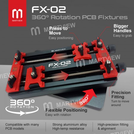Martview FX-02 Full 360° Rotation Multifunctional Dual Bearing Universal PCB Fixture with Press Buckle - Indonesia