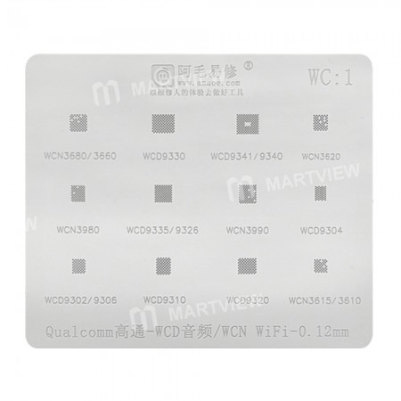Amaoe WC:1 Audio WiFi Chip BGA Reballing Stencil Net for WCN3680 WCN3660 WCN3980 WCD9302 WCD9306 WCD9310 WCD9335 WCD9326