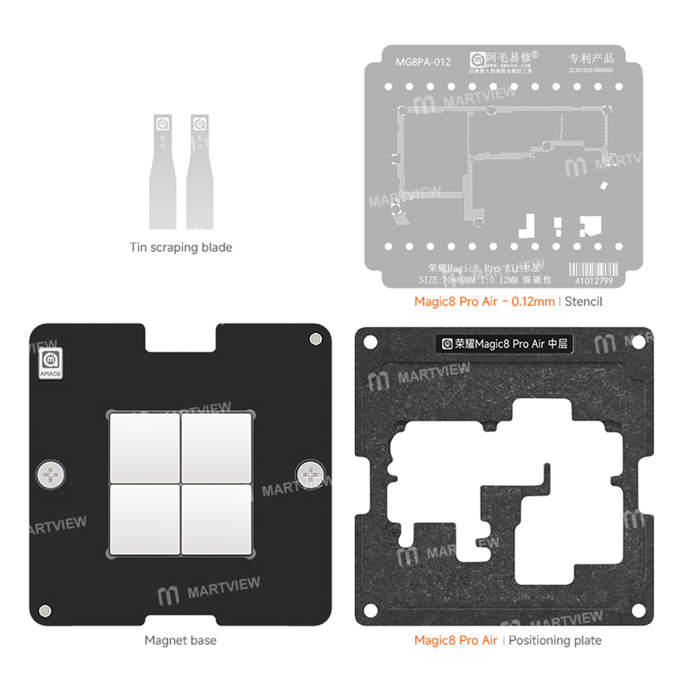 amaoe middle-layer-bga-reballing-stencil-tin-plating-platform-set-for-honor-magic8-pro-air-1