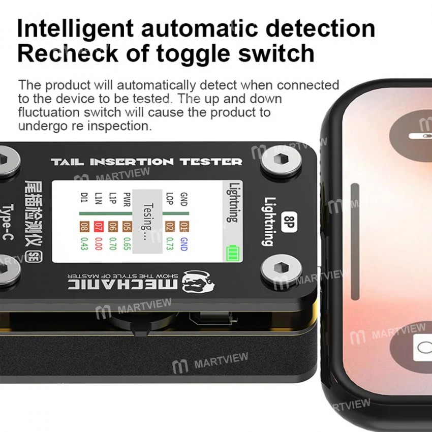 mechanic t-824-se-type-c-to-lightning-high-precision-digital-display-tail-insertion-tester-3