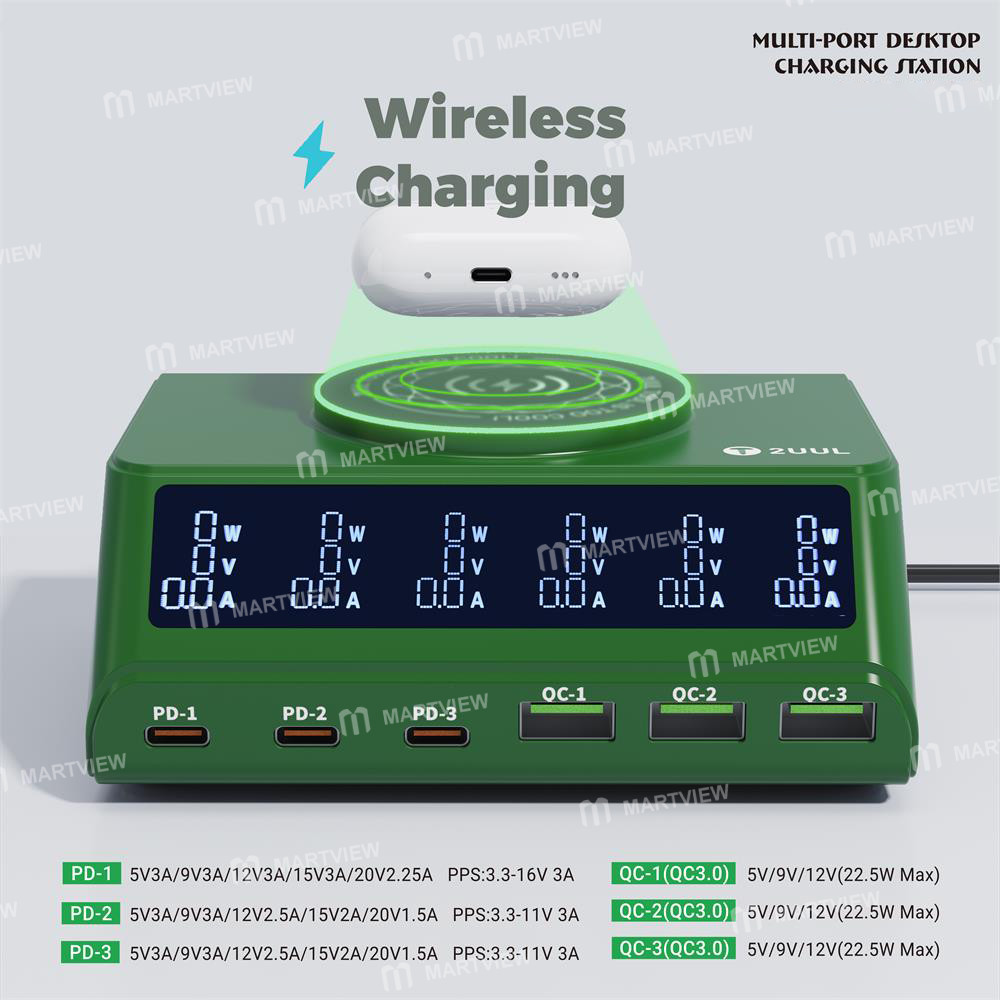 2uul pc11-110w-multi-port-pd-qc-desktop-charging-station-with-15w-wireless-charging-2
