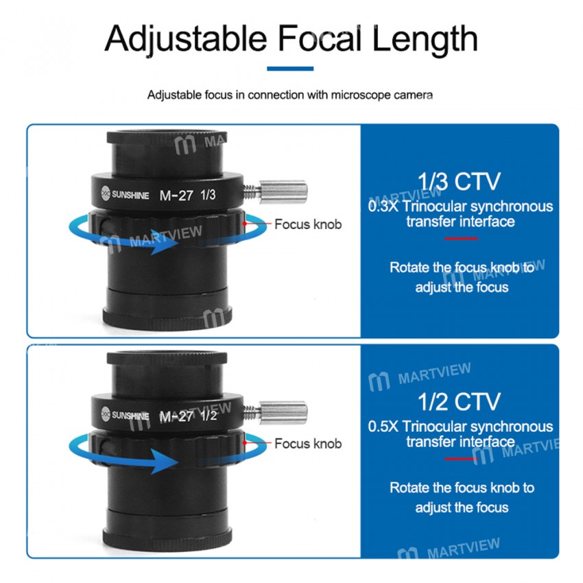 sunshine m-27-szm-ctv-1-2-1-3-c-mount-lens-adapter-for-trinocular-stereo-microscope-3